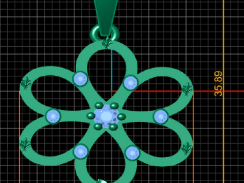 Elegant Floral Loop Pendant 3D Printable Model 3D Print Model