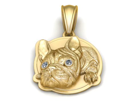 Entz&uuml;ckendes 3D-Druckmodell mit Anh&auml;nger einer franz&ouml;sischen Bulldogge 3D Druckmodell