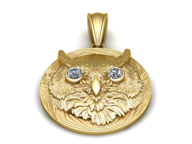 Model Cetak 3D Liontin Wajah Burung Hantu Model Cetak 3D .c4d .max .obj .3ds .fbx .stl .blend