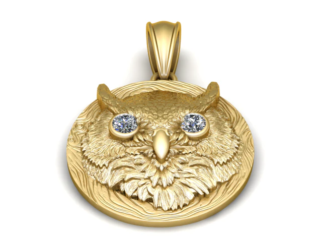 Owl Face Pendant 3D Printable Model 3D Print Model .c4d .max .obj .3ds .fbx .stl .blend 