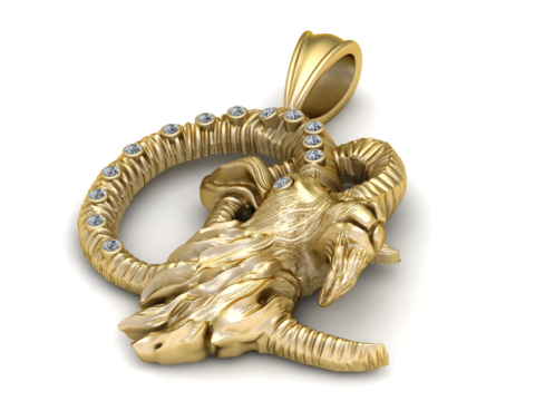 Altın Markhor Kolye 3D Yazdırılabilir Model 3D Baskı Modeli