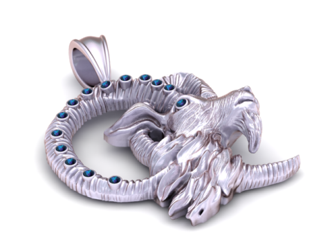 Altın Markhor Kolye 3D Yazdırılabilir Model 3D Baskı Modeli