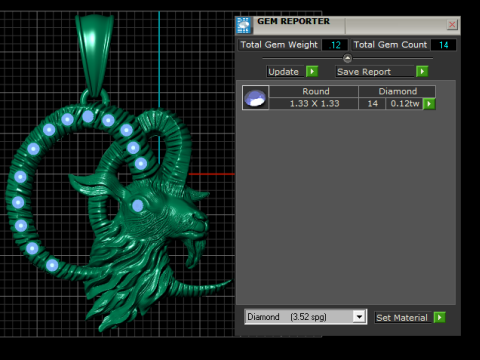 Altın Markhor Kolye 3D Yazdırılabilir Model 3D Baskı Modeli