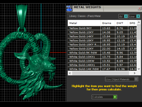 Altın Markhor Kolye 3D Yazdırılabilir Model 3D Baskı Modeli