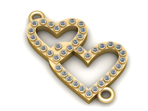 Modelo imprimible en 3D con colgante de doble corazón Modelo de impresión 3D