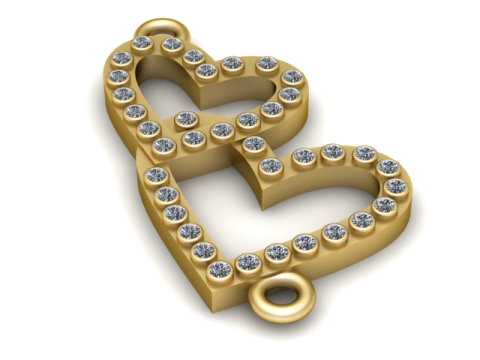 ダブルハートペンダント 3D 印刷可能モデル 3Dプリントモデル