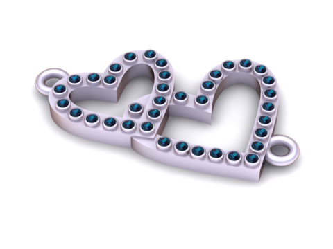 ダブルハートペンダント 3D 印刷可能モデル 3Dプリントモデル