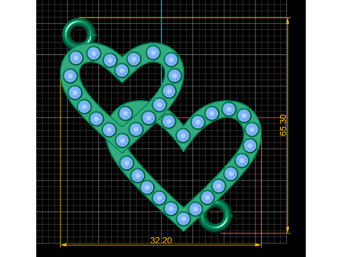 ダブルハートペンダント 3D 印刷可能モデル 3Dプリントモデル