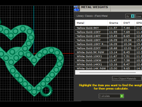 ダブルハートペンダント 3D 印刷可能モデル 3Dプリントモデル