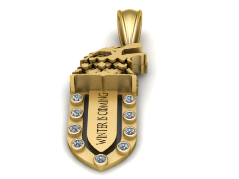 Colgante de escudo con cresta de lobo modelo imprimible en 3D Modelo de impresión 3D