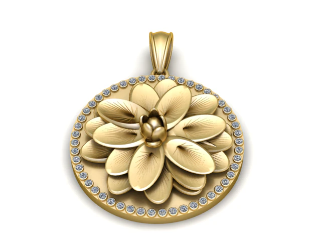 Elegant Lotus Flower Pendant 3D Printable Model 3D Print Model .c4d .max .obj .3ds .fbx .stl .blend 