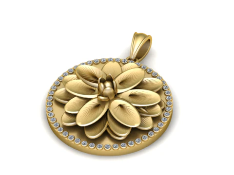 Elegant Lotus Flower Pendant 3D Printable Model 3D Print Model