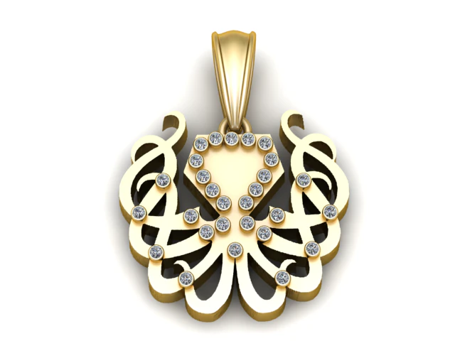 Heart Blossom Diamond Pendant 3D Printable Model 3D Print Model .c4d .max .obj .3ds .fbx .stl .blend 