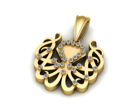 Heart Blossom Diamond Pendant 3D Printable Model 3D Print Model