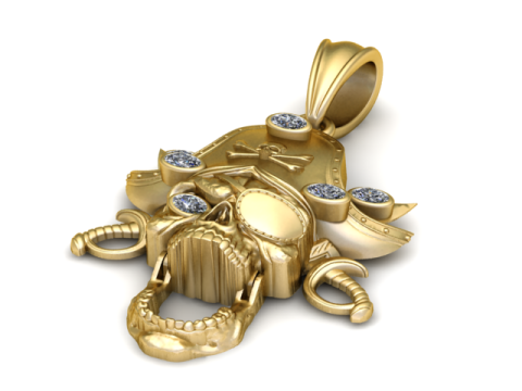 海賊スカル ペンダント 3D 印刷可能モデル 3Dプリントモデル