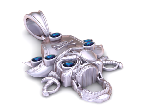 海賊スカル ペンダント 3D 印刷可能モデル 3Dプリントモデル