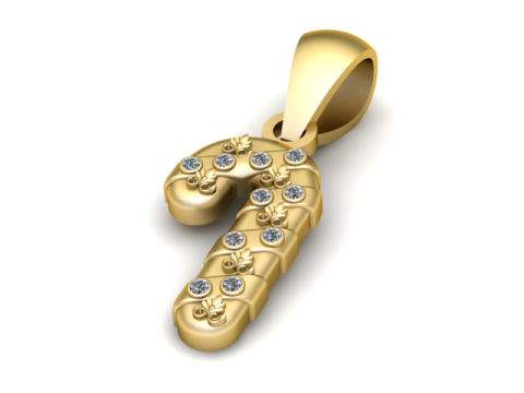 ゴールデン キャンディ ケーン ペンダント 3D 印刷可能モデル 3Dプリントモデル