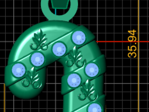 ゴールデン キャンディ ケーン ペンダント 3D 印刷可能モデル 3Dプリントモデル