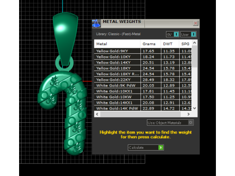 ゴールデン キャンディ ケーン ペンダント 3D 印刷可能モデル 3Dプリントモデル
