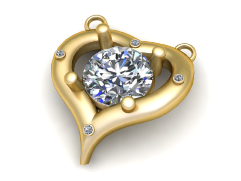 गोल्डन हार्ट डायमंड पेंडेंट 3डी प्रिंट करने योग्य मॉडल 3D प्रिंट मॉडल