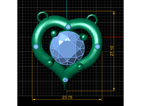 गोल्डन हार्ट डायमंड पेंडेंट 3डी प्रिंट करने योग्य मॉडल 3D प्रिंट मॉडल