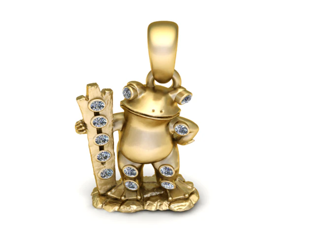 Golden Frog Warrior Pendant 3D Printable Model 3D Print Model .c4d .max .obj .3ds .fbx .stl .blend 