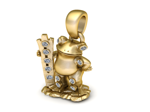 गोल्डन फ्रॉग वारियर पेंडेंट 3डी प्रिंट करने योग्य मॉडल 3D प्रिंट मॉडल