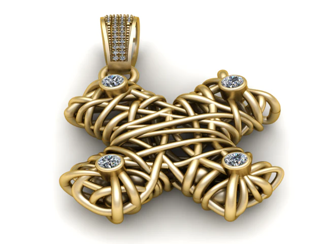 Diamond cross pendant 3D Printable Model 3D Print Model .c4d .max .obj .3ds .fbx .stl .blend
