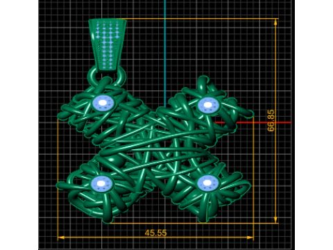 Diamond cross pendant 3D Printable Model 3D Print Model
