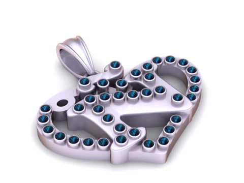 Modelo para impress&atilde;o 3D do pingente do alfabeto N do cora&ccedil;&atilde;o Modelo de Impressão 3D