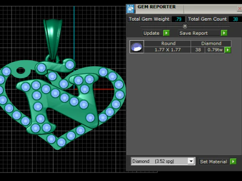 Modelo para impress&atilde;o 3D do pingente do alfabeto N do cora&ccedil;&atilde;o Modelo de Impressão 3D