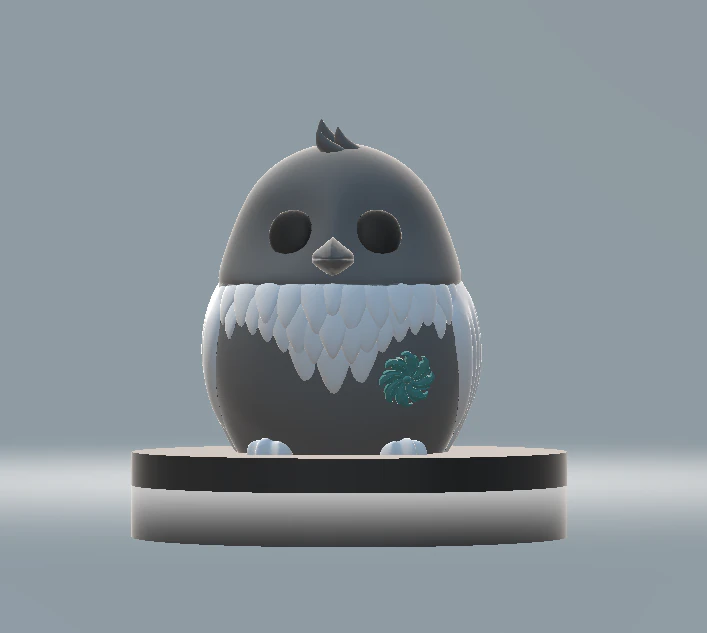 Chibi Frost-Feather Owl Cute 3D Character Model 3D Print Model .c4d .max .obj .3ds .fbx .stl .blend