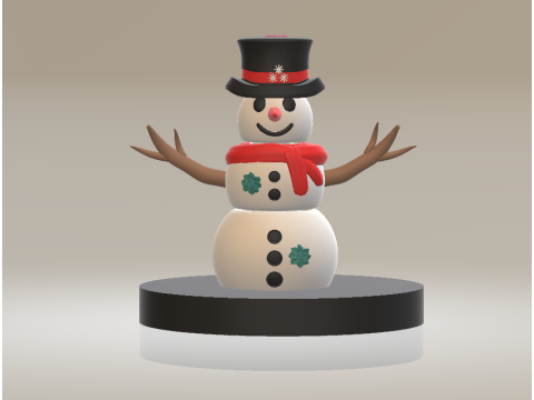 Classic Snowman with Hat and Scarf 3D Printable Toy 3D Print Model