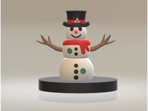 Класичний сніговик з капелюхом і шарфом для 3D-друку 3D Принт Модель