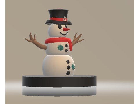 Bonhomme de neige classique avec chapeau et écharpe, jouet imprimable en 3D Modèles 3D en vedette