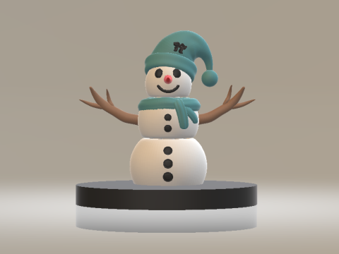 Winter Snowman with Blue Beanie 3D Printable Toy 3D Print Model