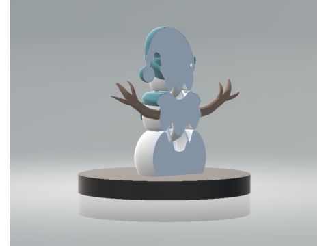 Manusia Salju Musim Dingin dengan Mainan Cetak 3D Blue Beanie Model Cetak 3D