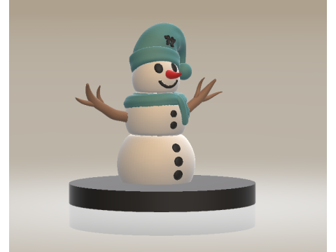 Manusia Salju Musim Dingin dengan Mainan Cetak 3D Blue Beanie Model Cetak 3D