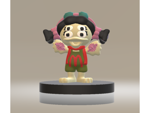 Brinquedo para impressão em 3D de personagem fofo de quatro olhos Bubble Bindi Girl Modelo de Impressão 3D