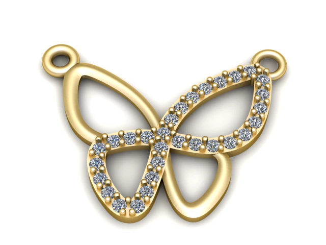 Butterfly Diamond Pendant 3D Printable Model 3D Print Model .c4d .max .obj .3ds .fbx .stl .blend 