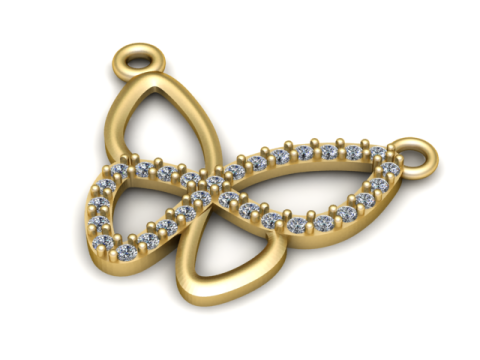 バタフライ ダイヤモンド ペンダント 3D 印刷可能モデル 3Dプリントモデル