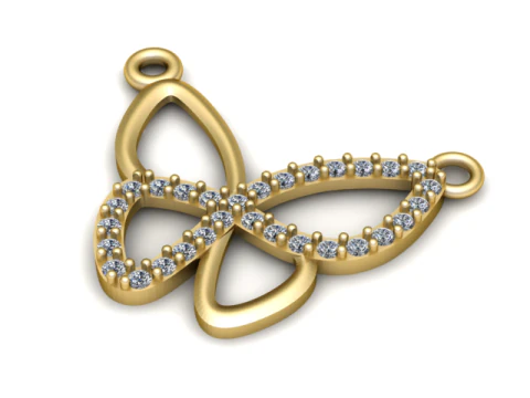 Butterfly Diamond Pendant 3D Printable Model 3D Print Model
