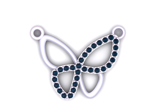 バタフライ ダイヤモンド ペンダント 3D 印刷可能モデル 3Dプリントモデル