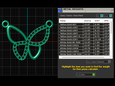 バタフライ ダイヤモンド ペンダント 3D 印刷可能モデル 3Dプリントモデル
