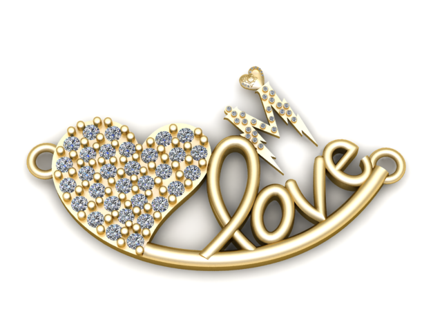 Кулон M Love Heart 3D Модель для печати 3D Принт Модель .c4d .max .obj .3ds .fbx .stl .blend