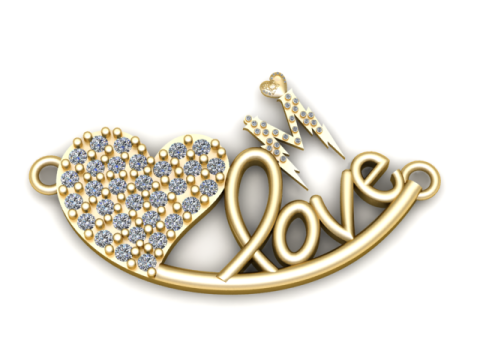Кулон M Love Heart 3D Модель для печати 3D Принт Модель
