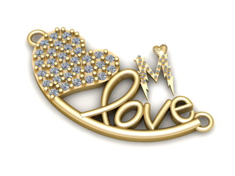 Кулон M Love Heart 3D Модель для печати 3D Принт Модель