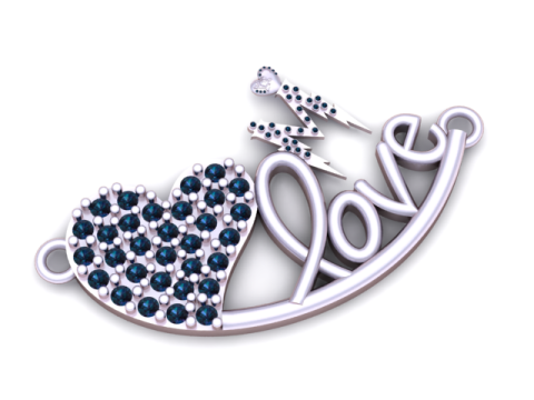 Кулон M Love Heart 3D Модель для печати 3D Принт Модель