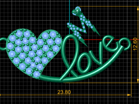 Кулон M Love Heart 3D Модель для печати 3D Принт Модель