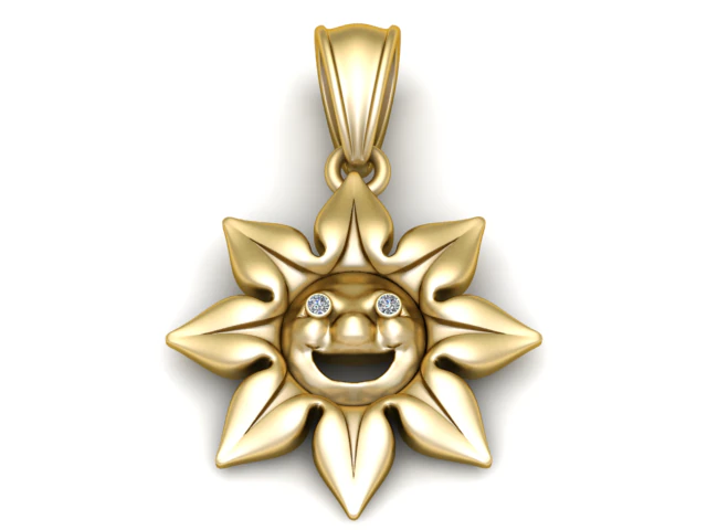 Smiling Sun Pendant 3D Printable Model 3D Print Model .c4d .max .obj .3ds .fbx .stl .blend 